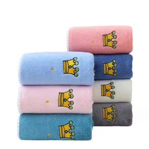 Rapid Drying Coral Fleece Hair Towel for Women Soft Dry Hair Towel with Embroidery