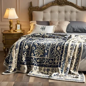 Raschel 100% Polyester Double Thick Coral Single Bed Blanket Floral Woven Winter Rectangular Sustainable Doubleminkwarm Blanket
