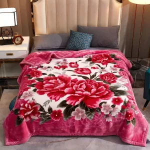 Raschel Blanket Double Layer Thickened Woven Raschel Print Eco Friendly Modern Winter Warm Throw Flannel Wedding Blanket