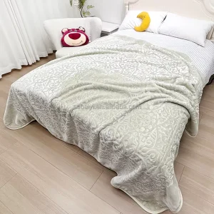 Raschel Blanket Fleece Winter Home Textile Luxury 100% Polyester Solid Dyed Color Reversible Usage