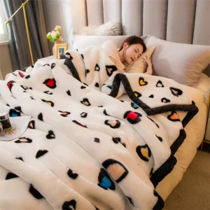 Raschel Blanket Floral Manta Winter Double Thick Double Warm Korean Blanket Throw Raschel Bed Printed Blanket