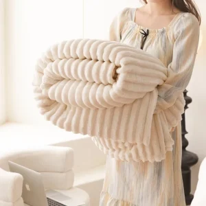 Raschel Blanket Geometry Jacquard Weave Warm Polyester