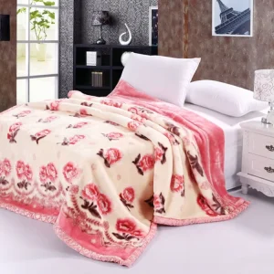 Raschel Blanket Polyester Double-layer Thick Blanket Winter Warm Flower Printed Pattern Soft Sleeping Blanket 3.5kg