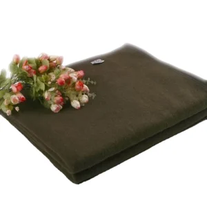 Raschel Blanket Wool and Polyester Mix Olive Green and Grey Direct Factory Supply From China for Outdoor Use