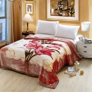 Raschel Blanket with Faux Mink Fleece and Silk Softness for Adults