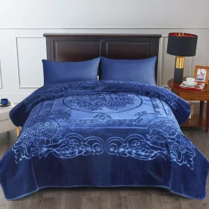 Raschel Blanket with PVC Bags King Size Fluffy Heavy Winter Single Ply Cozy Warm Fade Resistant Wrinkle Resistant