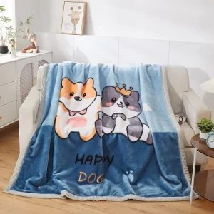 Raschel Double-Layer Polyester Blanket with Artistic Cartoon Patterns Soft and Comfortable for Sofa and Bedroom Use All Season