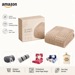 Raschel Fleece Throw Blanket Super Soft Cozy 100% Polyester Knitted Lightweight All Season Use Plush Fuzzy Leaves Pattern Camel