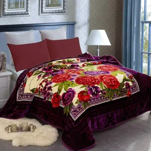 Raschel Mink Knitted Coral Fleece Blanket Double Bed Size (King Queen or Winter Sizes-8kg)