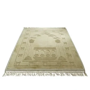 Raschel Polyester Muslim Prayer Rug Embossed Geometric Pattern Multi Color Soft Short Pile Ethnic Rectangular Prayer Mat