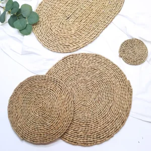 Rattan Round Place Mats Wicker Woven Natural Braided Table Mats Set Kitchen Decor Antislip Coasters