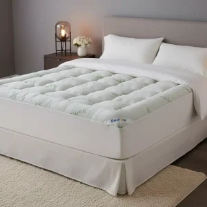 Rayon Derived Bamboo Bed Mat Mattress Topper with Deep Pockets Soft Breathable Back Pain Relief for Home & Hospital Use