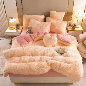 Reactive Printing Mink Crystal Velvet Comforter Set 4 Pieces Queen Size Grey High Quality Bedding Set Hypoallergenic