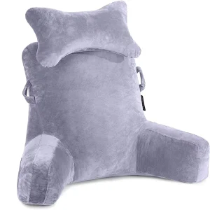 Reading Bed Rest Pillow Higher Support Arm Sitting Couch Adult Relaxing Bedside Sofa Pillow Backrest with Detachable Neck Roll