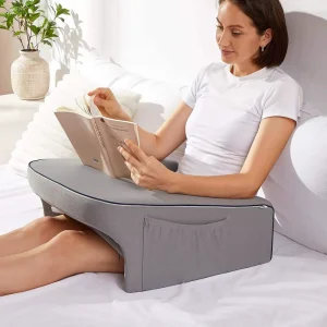 Reading Pillow Multi Purpose Memory Foam Lap Desk Cushion with Side Pocket for Laptop Reading on Bed Sofa Carpet