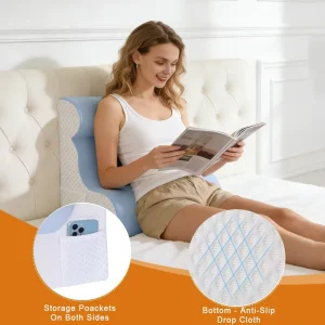 Reading Pillow for Bed, Leaning, Lying and Prone, Ergonomic Memory Foam Bed Wedge Pillow for Reading, Floor Cushions