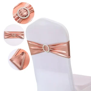 Ready Made High Elastic Multi color Hotel Wedding Chair Cover Back Decoration Bow Knot Chair Back Strap Chair Sashes
