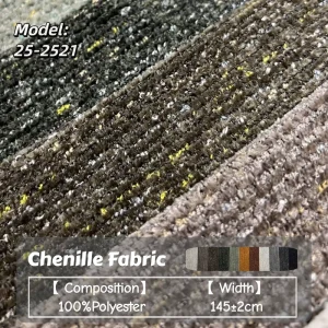 Ready Ship 100% Polyester Chenille Fabric Yarn Dyed Breathable Lightweight Woven Twill PA Coated Sofa Fabric Linen Look