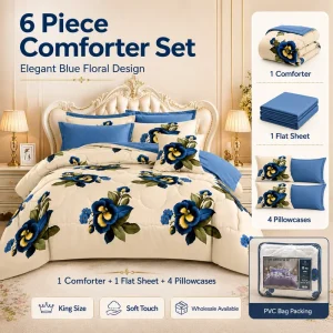 Ready Stock 6 Piece Comforter Set King Size Microfiber Bedding Set