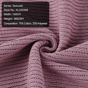 Ready Stock Jacquard Knit Fabric Ottoman Rib 380gsm Cotton Polyester Plain Dyed Heavyweight Thermal For Sweatshirts