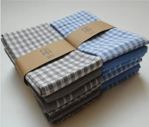 Ready Stock Woven Checkered Cotton Eco Friendly Square Kitchen Tea Towel