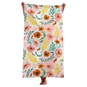 Ready to Ship Boho Floral Printing Beach Towel Blanket Sand Free Quick Dry 100% Polyester Micro Fiber Beach Towels Bulk