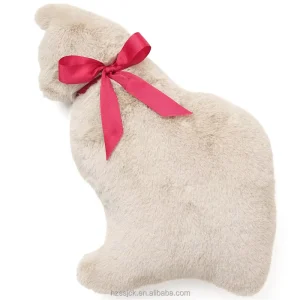 Ready to Ship Super Soft Polyester Fiber Faux Fur Cute Cat Home Decorative Throw Pillow with Gift Pack