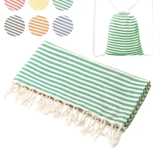 Ready to Ship Turkish Cotton Beach Towel Modern Striped Bath Towel with Bag Sand Free Tropical Style