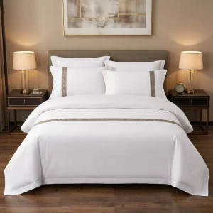 Recommended Hotel Bed Sheets 4Pcs 100% Cotton Soft Flat & Fitted Bedding for Hospitality Bulk Order OEM