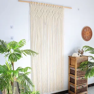 Rectangle Cross border Bohemian Nordic Cotton rope Hand woven Tapestry Curtain with Tassel Accents for Guesthouses and Doors