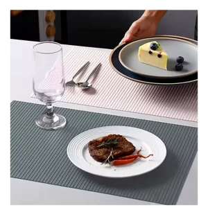 Rectangle Non-slip Insulation Placement Water Proof Food Grade Linear Silicone Table Mat for Restaurant Decoration