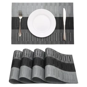Rectangular Plastic Eco Friendly Placemats Dining Table Set Melamine 5mm Thick Food Grade Washable Heat Resistant Oil Proof