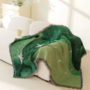 Recycled Cotton Jacquard Woven Throw Blanket Customizable Four Seasons Universal Sofa Cover Dust Cover for Outdoor Camping