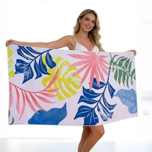 Recycled Eco Friendly Printed Geometric Pattern Modern Microfiber Child Proof Beach Towel Sand Free Quick Dry Super Absorbent
