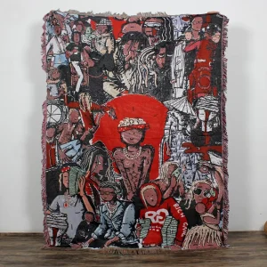 Recycled Polyester Cotton Custom Tapestry Throw with Tassel Outdoor Picnic Jacquard Woven Blanket for Hoodie Clothing
