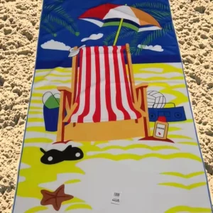 Recycled Polyester Eco Friendly Oversized Quick Dry Beach Towel with Sublimation Logo Round Shape 70x140cm for Beach & Swimming