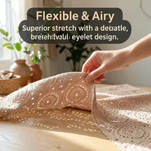 Recycled Polyester Spandex Jacquard Knit Fabric 3D Lace Medallion Pattern