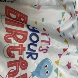 Recycling Polyester Recycled Printing Happy Party Birthday Tablecloth Printed Fabric