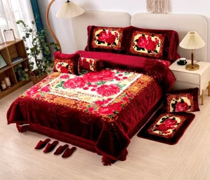 Red Blanket True love Winter Blanket Heavy Weight 2ply Raschel Blanket