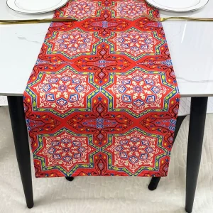 Red Bohemian Table Runner Tablecloth for Dinner Decorations