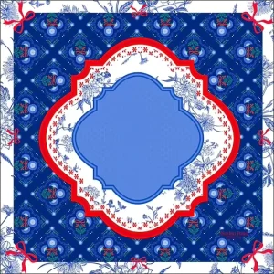 Red Border Premium Non Slip Table Mat Elegant Game Nights Royal Blue Floral Geometric Mahjong Mat
