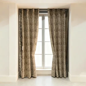 Red Brown Woven Pleated Rope Modern Home Living New American Retro High-End Jacquard Blackout Balloon Flame Curtains