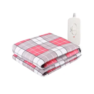 Red Checkered Pattern Lightweight Portable Design 390g Polyester Electric Heated Bed Under Custom Size Warm Sleep Blanket
