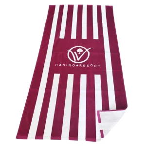 Red Cotton Beach Towel Stripe Sandfree Eco Friendly Wearable Summer Travel Custom Logo Modern Beach Towels
