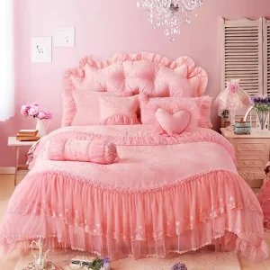 Red Cotton Princess Duvet Bedding Set King Size Silk Quilt Comforter Bed Sheet Crib Bedding Sets