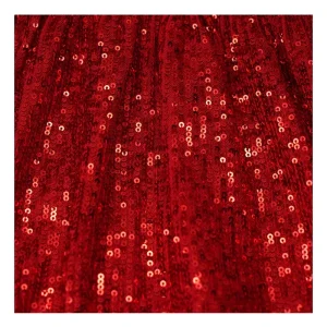 Red Embroidery Fabric Bridal Dress Wedding Usage Decoration Iridescent Sequin Fabric Mesh Gold Glitter Stretchable Sequin Fabric
