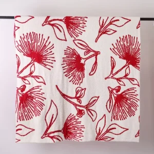 Red Flowers Jacquard 950g 130*150cm King Size Gentle Touch Warm Keeping Knitted Throw Blanket for Guest Room