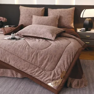 Red Modern Polyester Customizable Wedding Quilt 6 piece Set Bedding Washed Soft Skin Comfortable Pillowcase Bed Sheet