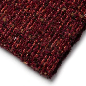 Red Polyester Metallic Yarn Woven Tweed Fabric for Coats Bags Shoes Hats Pants and Skirts