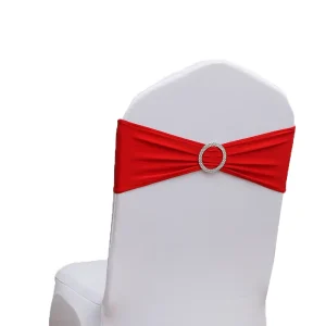 Red Purple Polyester Wedding Chair Sashes Spandex Banquet Chair Covers Buckle for Party Ceremony Elegant Wedding Chair Elastics